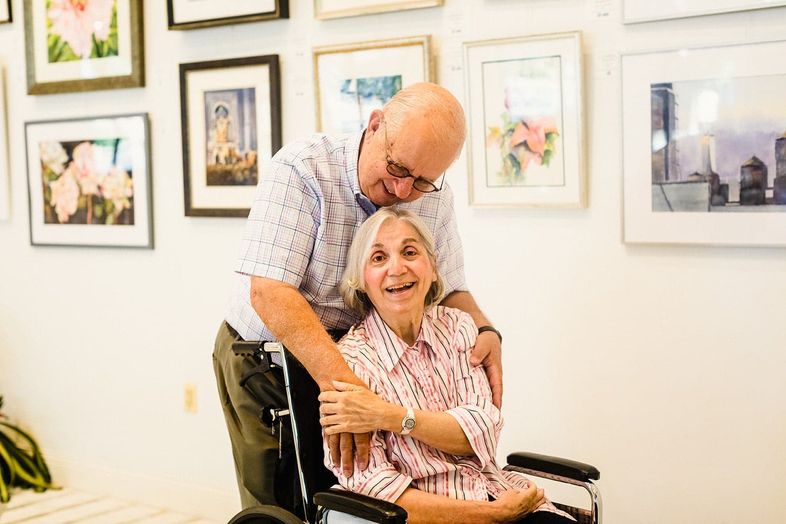 senior couple, lady on wheelchair