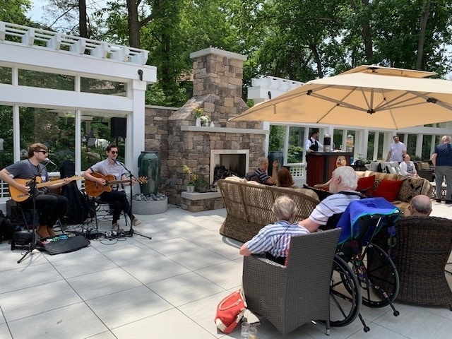 patio live performance with residents