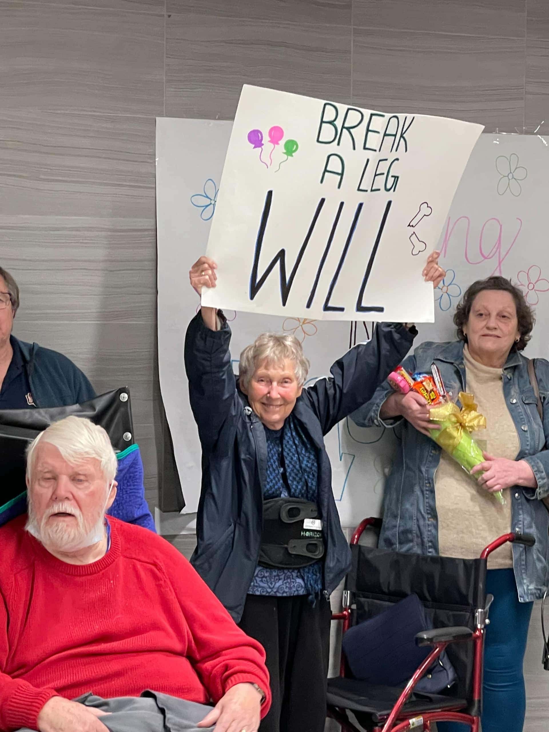 resident holding sign