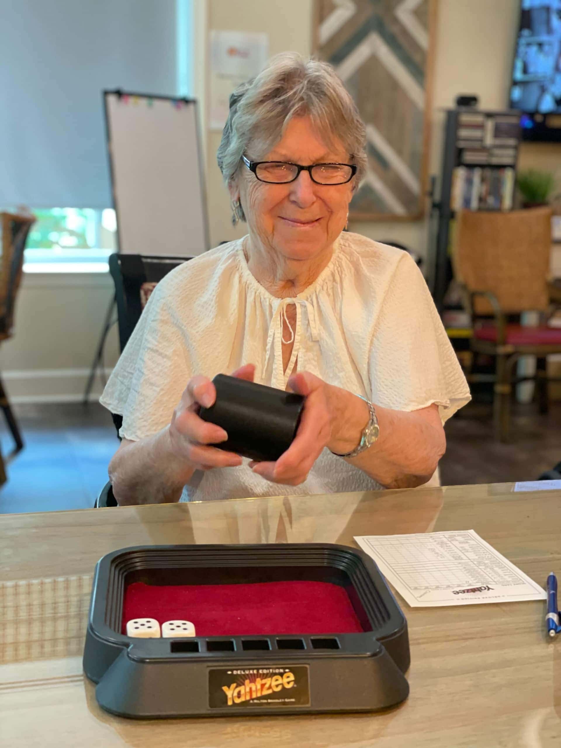 resident playing Yahtzee