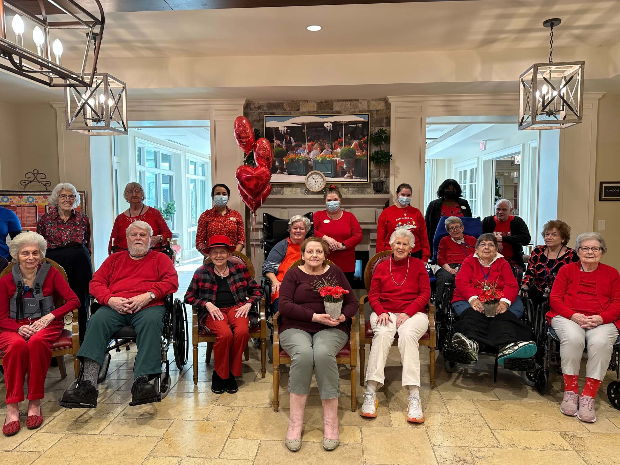 Valentine's Day event with caregivers and residents