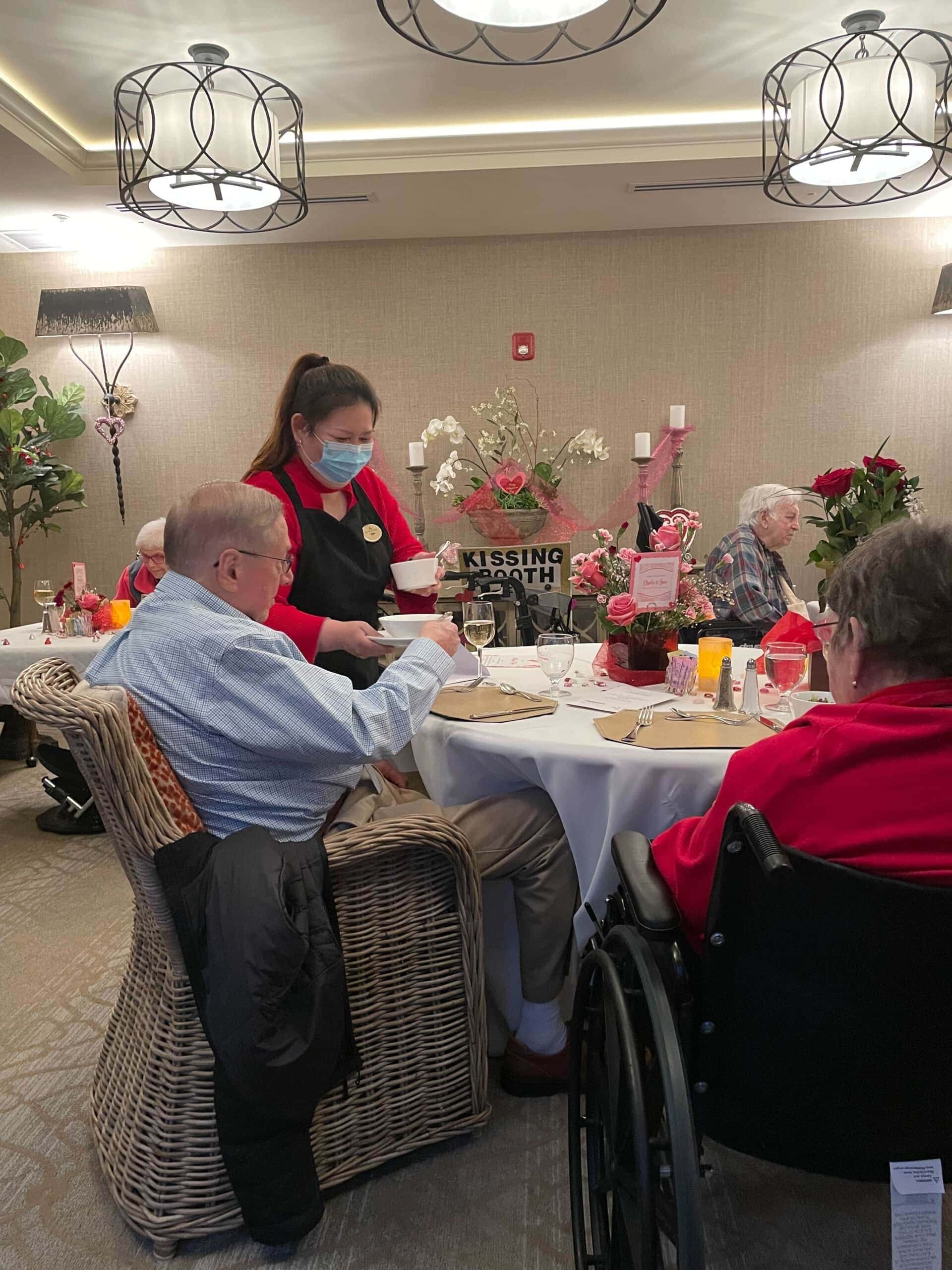 senior living community Valentine's Day party