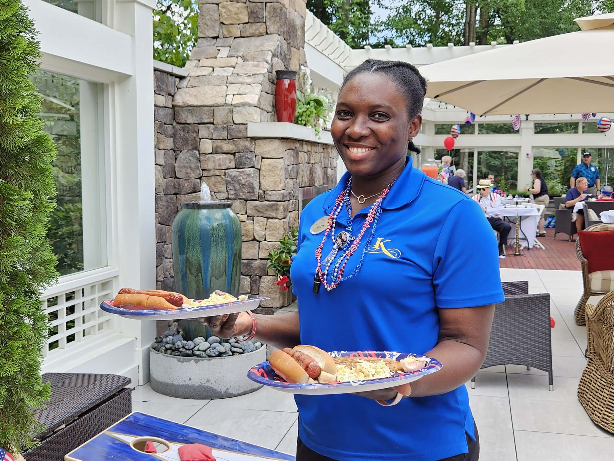 care team member with food